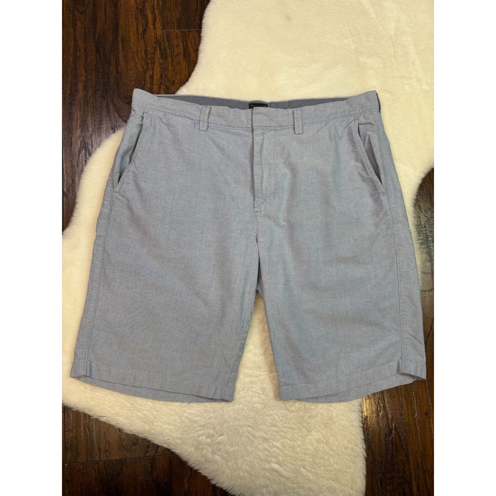 J. Crew Club Chino Shorts 34 Blue Mid-Rise 10" Inseam Cotton Men's
